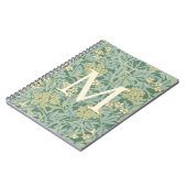 Carnet Élégant Monogramme Vert Jasmin Floral (Côté gauche)