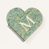 Carnet Élégant Monogramme Vert Jasmin Floral (Devant)