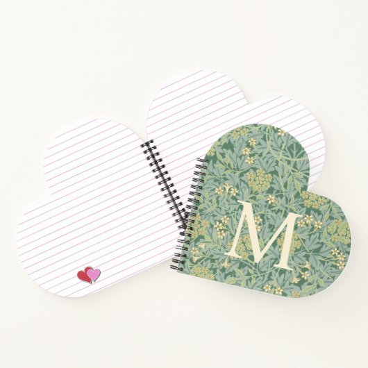 Carnet Élégant Monogramme Vert Jasmin Floral (Intérieur)