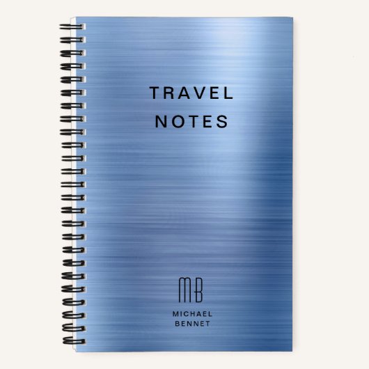Carnet Élégant Monogramme Voyage Bleu (Recto)