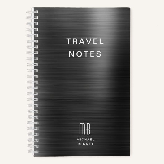 Carnet Élégant Monogramme Voyage noir (Recto)