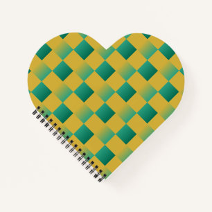 Carnet Élégant motif à damiers en vert et or