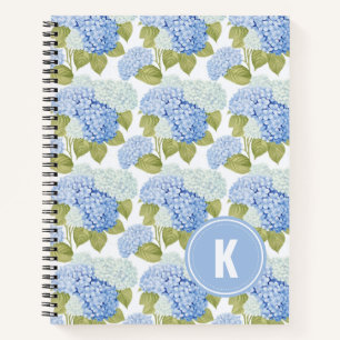 Carnet Élégant Motif de fleurs d'hydragea bleu