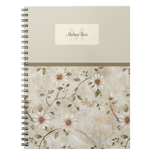 Carnet Élégant Motif de marguerite florale (Devant)