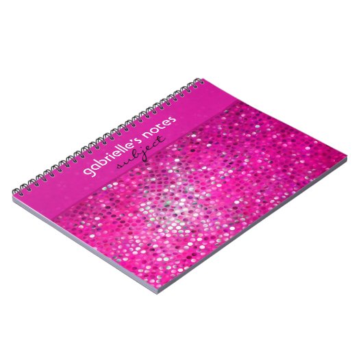 Carnet Élégant Motif de Parties scintillant rose chaud (Côté gauche)