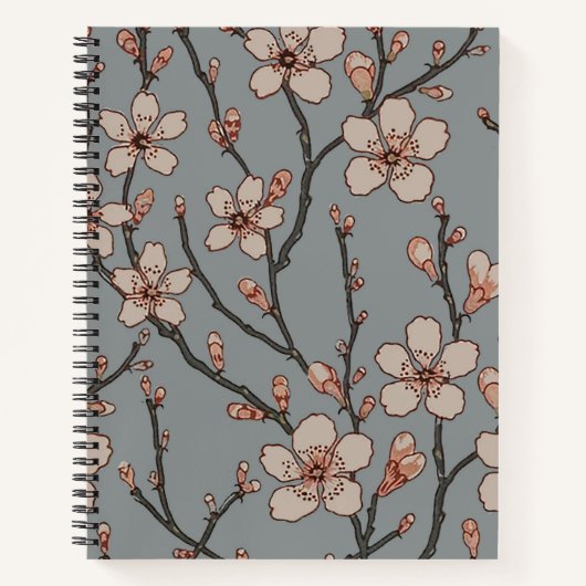 Carnet Élégant Motif Fleur rose Douce Fleur Fleur de Ceri (Devant)
