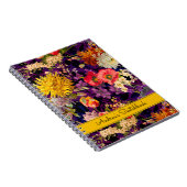 Carnet Élégant motif floral jaune violet (Côté Droit)