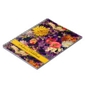 Carnet Élégant motif floral jaune violet (Côté gauche)