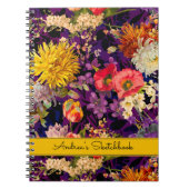 Carnet Élégant motif floral jaune violet (Devant)