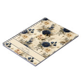 Carnet Elégant motif floral Rose crème bleue (Côté gauche)