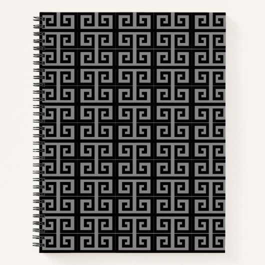 Carnet Élégant Motif grec noir et gris (Devant)