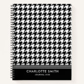 Carnet Elégant Motif Houndstooth noir blanc spiral (Devant)