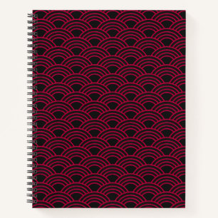 Carnet Élégant motif japonais Seigaiha vague rouge
