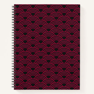 Carnet Élégant motif japonais Seigaiha vague rouge