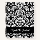 Carnet Elégant motif noir blanc Damas (Devant)