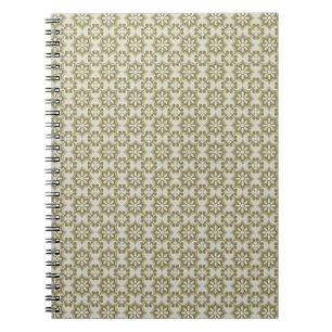 Carnet Élégant motif répétitif de Fleur de Lis vert olive
