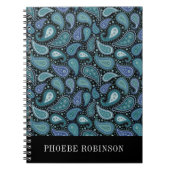 Carnet Élégant Motif Retro Blue Paisley (Devant)