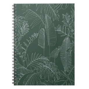 Carnet Élégant motif sans soudure avec lin à main verte