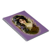 Carnet Elégant Mucha Style Portrait d'une belle femme (Côté Droit)