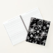 Carnet Élégant Noël noir blanc argent flocons de neige (Intérieur)