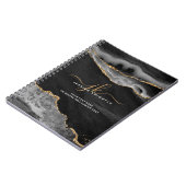 Carnet Élégant noir Agate Or Parties scintillant Script M (Côté gauche)