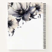 Carnet Élégant noir blanc floral Monogramme (Dos)