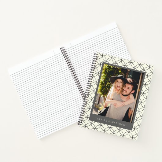 Carnet Élégant noir blanc ligne Art personnalisé photo (Intérieur)