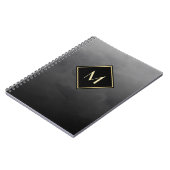 Carnet Élégant Noir Brossé Avec Monogramme Or Simple (Côté gauche)
