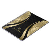 Carnet Élégant Noir Et Or Damas Bande Dynamique (Côté gauche)