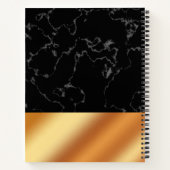 Carnet Élégant noir marbre et cuivre Script Monogramme (Dos)