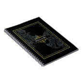 Carnet Élégant Noir Paisley Monogrammé (Côté Droit)