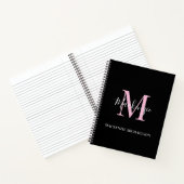 Carnet Élégant Noir Rose Personnalisé Nom Monogramme (Intérieur)