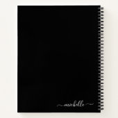 Carnet Élégant nom de monogramme gris-noir (Dos)