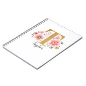 Carnet Élégant nom de monogramme rose blanc Script floral (Côté gauche)