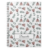 Carnet Élégant nom de motif floral rose (Devant)