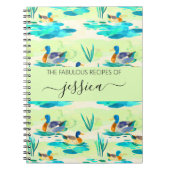 Carnet Élégant nom de script canards turquoise Recette (Devant)