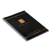Carnet Élégant nom de script monogramme personnalisé noir (Côté Droit)