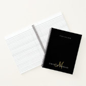 Carnet Élégant nom noir et or monogramme initial (Intérieur)
