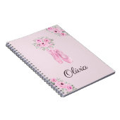 Carnet Élégant Nom Personnalisé Fleur Rose Ballerine (Côté Droit)