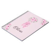 Carnet Élégant Nom Personnalisé Fleur Rose Ballerine (Côté gauche)