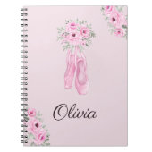 Carnet Élégant Nom Personnalisé Fleur Rose Ballerine (Devant)