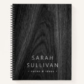 Carnet Élégant nom personnalisé minimal grain de bois fon (Devant)