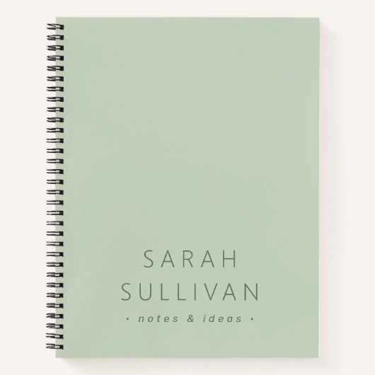 Carnet Élégant nom personnalisé minimal texte feu vert (Devant)