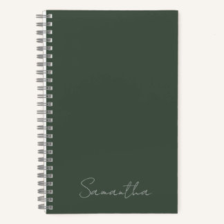 Carnet Élégant Nom Personnalisé Vert Foncé