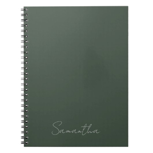 Carnet Élégant Nom Personnalisé Vert Foncé (Devant)