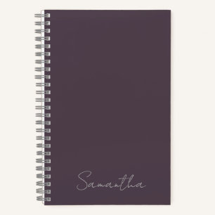 Carnet Élégant Nom Personnalisé Violet Taupe