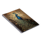 Carnet Elégant oiseau de paon doré (Côté Droit)