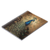 Carnet Elégant oiseau de paon doré (Côté gauche)