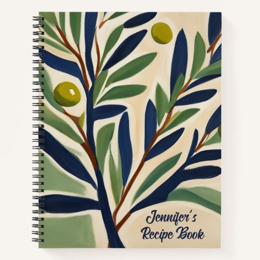 Carnet Elegant Olive Branch Personalized Recipe Book (Devant)