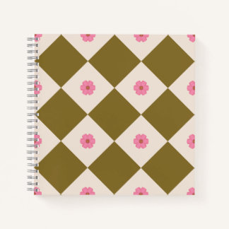 Carnet Elegant Olive Green & Cream Geometric Notebook